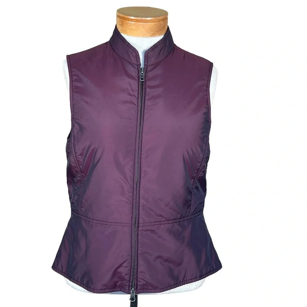 Nine West Vintage Lightweight Plum Colored Zip Front Nylon Blend Vest Small EUC